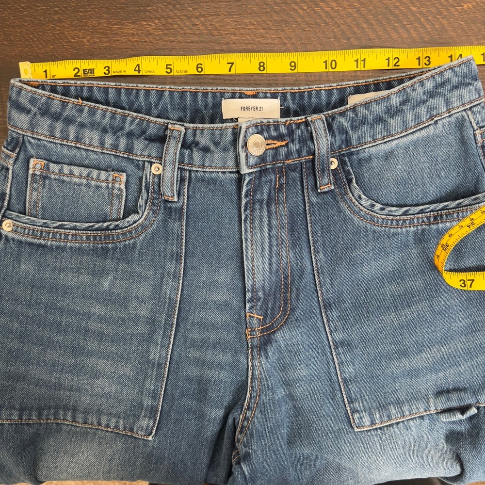 Forever 21 Womens Straight Leg Carpenter Jeans Blue Medium Wash Size 27 Utility - Picture 3 of 16